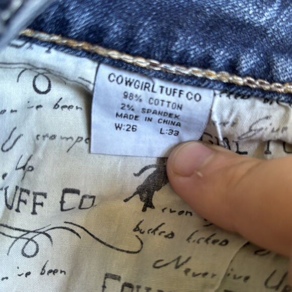 Cowgirl Tuff Womens Bootcut Jeans 26/33 Blue Don't Fence Me In Western Cowgirl - Picture 14 of 15